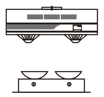 安裝於爐台正上方 除油煙機需安裝於爐台正上方的示意圖