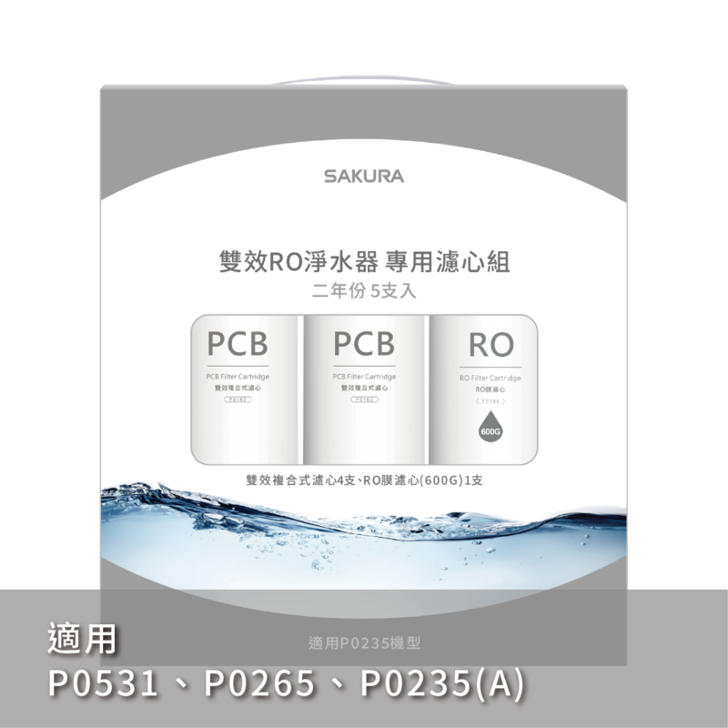 雙效RO淨水器專用濾心5支入(600G二年份)
